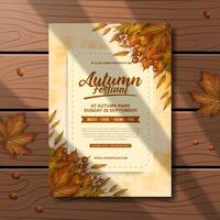 beautiful autumn invitation template with water color concept elements vector