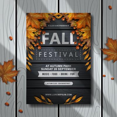 realistic water color autumn festival poster template design