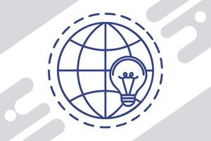 Blue Globe and Lightbulb Icon on White and Gray Background vector