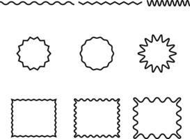 Collection of various wavy and zigzag line art elements and decorative borders on a white background vector