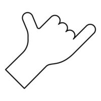 Shaka symbol hand hawaiian greeting gesture sign call me sign telephone loose surf up contour outline line icon black color thin style vector
