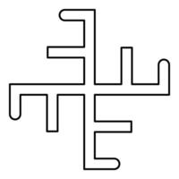Heavenly cross symbol sign slavic pagan contour outline line icon black color thin style vector