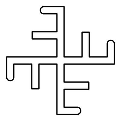 Heavenly cross symbol sign slavic pagan contour outline line icon black color thin style