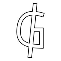 Symbol sign of Guarani Paraguay's official currency Paraguay money contour outline line icon black color thin style vector