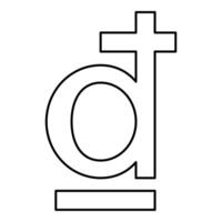 Symbol dong sign vietnamese currency contour outline line icon black color thin style vector