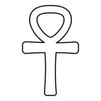Ankh Coptic cross ancient Egyptian religious symbol contour outline line icon black color thin style vector