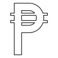 Filipino Peso sign symbol currency contour outline line icon black color thin style vector
