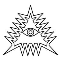 Mason symbol occult emblem of masonic Illuminati triangle all seeing eye of vision providence sacred sign in pyramid in triangle secret concept contour outline line icon black color thin style vector