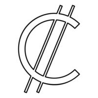 Costa Rica Colon currency symbol sign money contour outline line icon black color thin style vector