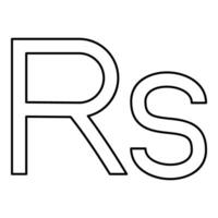 Rupee sign currency symbol money Rs contour outline line icon black color thin style vector