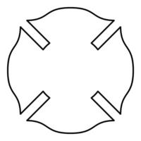 Firefighter cross Malta emblem fire fighter dept contour outline line icon black color thin vector