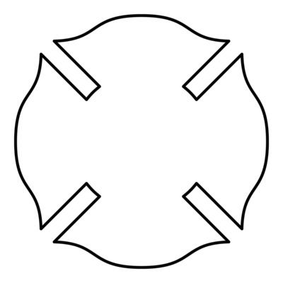 Firefighter cross Malta emblem fire fighter dept contour outline line icon black color thin