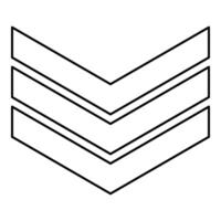 Army chevron military rank insignia badge symbol sign petty officer contour outline line icon black color thin vector