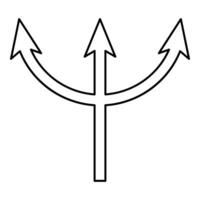Trident Neptune contour outline line icon black color thin style vector