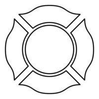 Firefighter cross Malta emblem fire fighter dept contour outline line icon black color thin style vector
