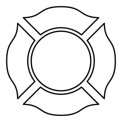 Firefighter cross Malta emblem fire fighter dept contour outline line icon black color thin style