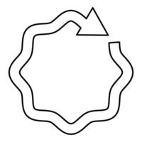 Wavy arrow on circle contour outline line icon black color thin style vector