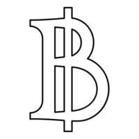 Currency symbol baht contour outline line icon black color thin style vector