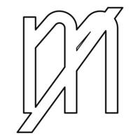 Mill's symbol milly sign contour outline line icon black color thin style vector