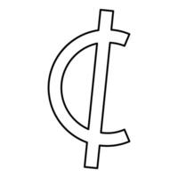 Sedi symbol sign Ghana currency money contour outline line icon black color thin style vector