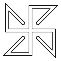 Yarovrat symbol sign slavic pagan contour outline line icon black color thin style vector