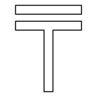 Tenge symbol currency sing money Kazakhstani contour outline line icon black color thin style vector