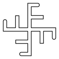 Sun crest symbol sign slavic pagan contour outline line icon black color thin style vector