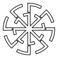 Svitovit symbol sign slavic pagan contour outline line icon black color thin style vector