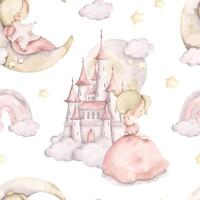 Princess castle pattern design vector