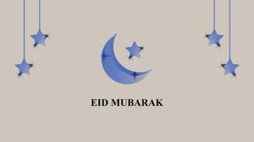 Minimalist Eid Mubarak Design with Blue Moon, Stars and Background vector