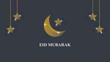 Elegant Eid Mubarak Greeting Card with Golden Moon and Stars vector