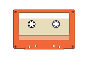 Orange vintage cassette tape icon isolated on white background, retro 80s 90s music media design vector