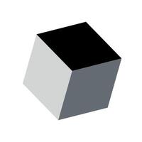 Minimal geometric cube with black white and gray faces isolated on white background in simple design vector