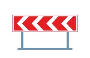 Dangerous curve direction sign featuring a triangular shape with red border and chevron arrows, indicating the direction to follow in a curve or around roadwork areas. illustration. vector