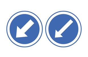 Round blue road sign. Obstacle avoidance sign on left side. Mandatory sign. Detour of obstacles located on the carriageway is allowed on the left side. Detour on the left side. illustration. vector