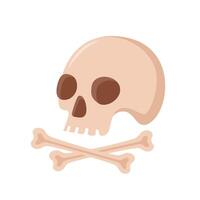 Human skull with bones, teeth. Archaeological find. Historical value. Image for books, articles, posters, archeology, history of past, excavations presentations. vector