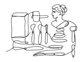 A set of objects for sculpture, hand-drawn in one line, a concept for a creative studio. vector