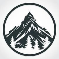 mountain and forest in circle symbol vector