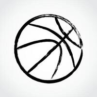 black brush line basketball ball illustration vector