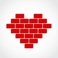 brick heart simple red color logo design vector