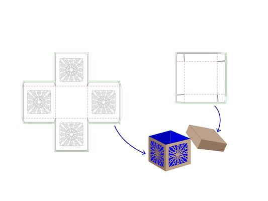 Two Lid Box Dieline Template with Mandala Pattern