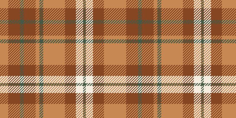 A seamless tartan plaid pattern featuring earthy brown and beige tones with green and white accents. Designed with a traditional woven texture, ideal for textiles