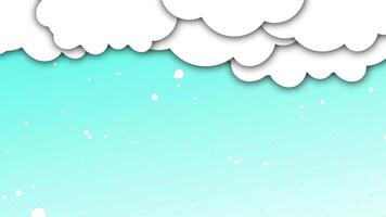 Paper-cut style clouds with soft snow falling on a cyan background. Perfect for winter overlays, holiday intros, or childrens seasonal animations. video