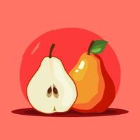 healthy and juicy red pears isolated on bright colorful background. fruit illustration in flat style. Summer clipart for diet design, healthy lifestyle, nutrition vector