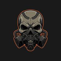 Skull wearing a gas mask illustration vector