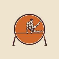 Gymnast on parallel bars performing vector