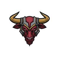 Colorful bull head with horns logo design vector