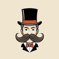 Gentleman with top hat and mustache vector