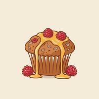 A muffin with raspberries on top logo design vector