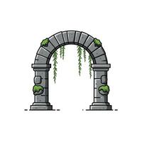 Logo design of an arch with plants growing out of it vector
